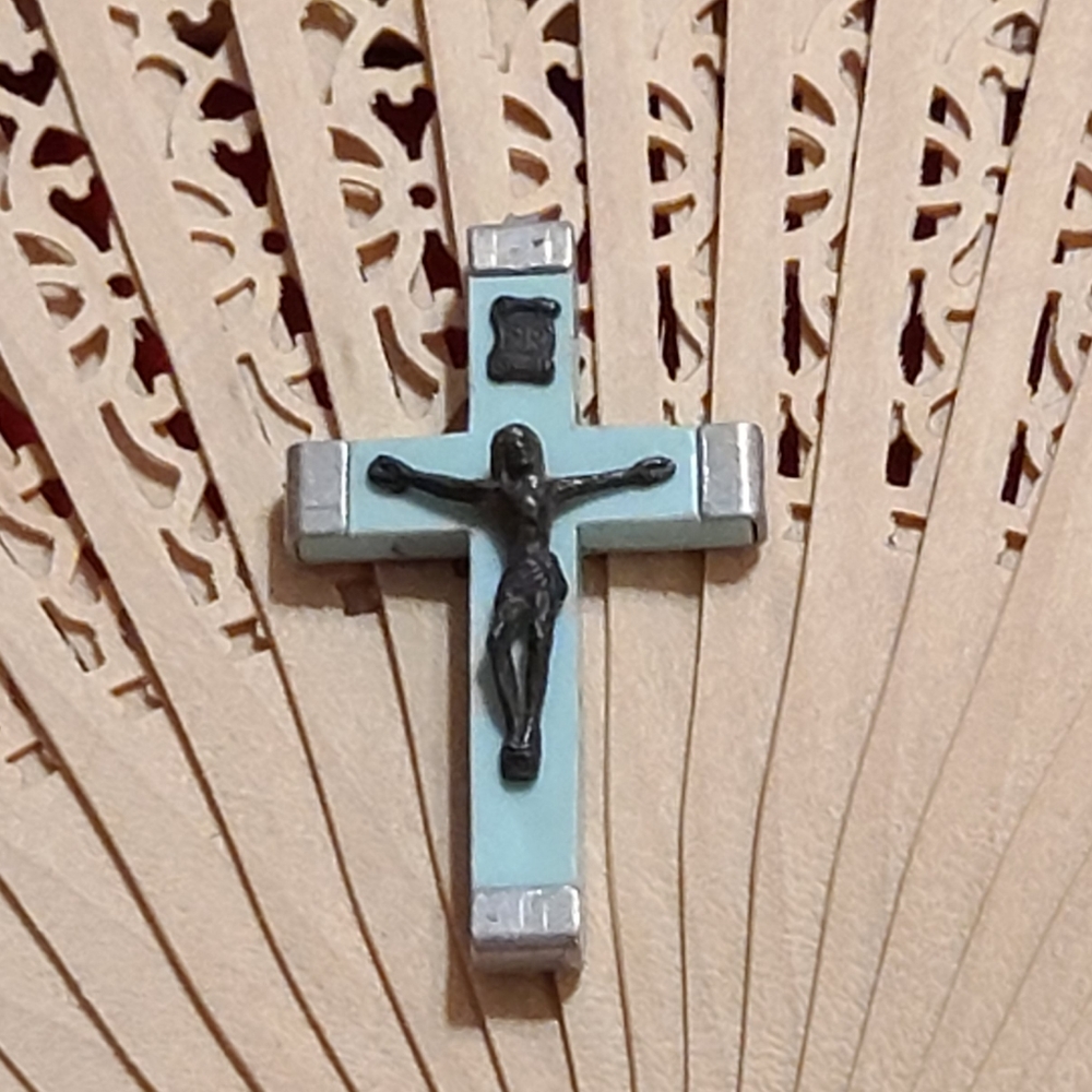 Vintage Cross Charm stamped Italy